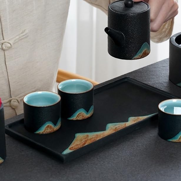 Plateau à thé en céramique for la maison, plateau sec de style japonais, Kung Fu simple grès for le bureau Table à Thé pour la Maison Plateau à Thé
