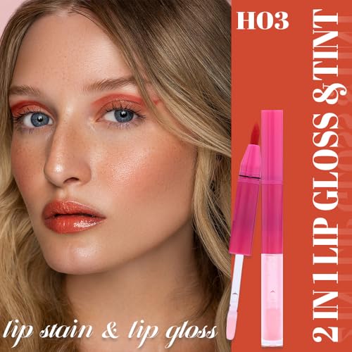 Image of evpct Maple Red Matte Liquid Lipstick Marker Pen Lip Liner Set with Lip Oil, Shine Finish, 2 in 1 Lipgloss Lipstick Long Lasting Waterproof for Women, Lips Color Stain 24hr Original Smudge Proof