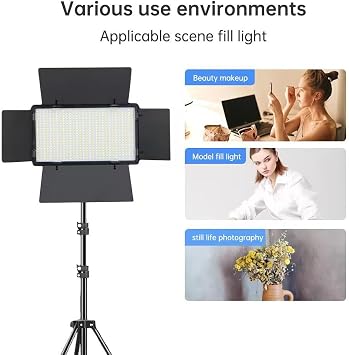 Coverzone Coverzone Pro LED Işık + Döküm Tripod Seti | 2 Batarya Dahil, YouTube ve Kick Yayınları için Profesyonel Video ve Fotoğraf Aydınlatması, U600 (Led Işık + Tripod)