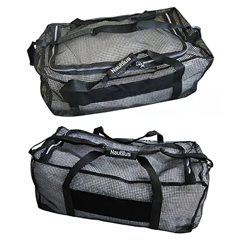 Scuba Diving Equipment Mesh Duffel Bag with Shoulder Strap, 96L Extra Large Cube Shape Heavy Duty Dive Gear Bags and Beach Totes with Zipper Pocket for Scuba Diving Gear & Equipment Quick Dry