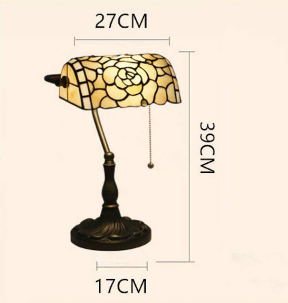 Tiffany-Art-Banker Lampe Tischlampe mit Vintage Rose Buntglas Will hinzufügen Sicherlich Elegancy und Kreativität zu Hause Es ist EIN großes Geschenk für Liebhaber Freundinnen und Damen