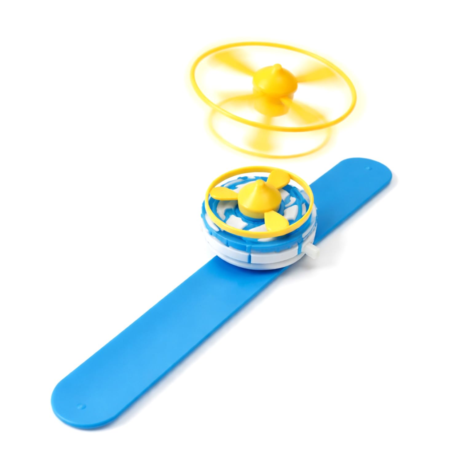 KolorFish Indoor Outdoor Play Spinning and Flying Disc Slap Wristband Disc Launcher Slap Band with Frisbee Toys for Kids (Blue)-image-34