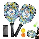 Juego de palas de pádel | Mango antideslizante portátil ligero con funda | Juego de palas de pádel - Para césped, niños y adultos