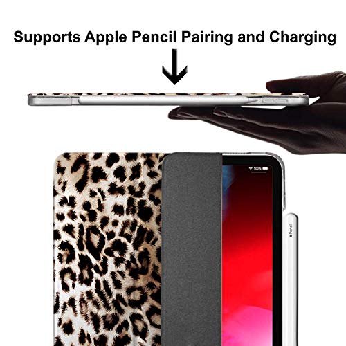 Image of DuraSafe Cases iPad PRO 11 Inch 1st [ PRO 11 2018 1 Gen ] A1980 A1934 A2013 A1979 MTXN2HN /A MTXP2HN /A MTXR2HN /A Trifold Printed Hard Smart PC Transparent Back Cover - Leopard