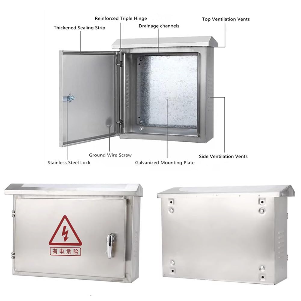 Scatola Elettrica Rettangolare, Scatola Elettrica Per Esterni Con Coperchio Incernierato, Scatola Di Distribuzione in Metallo Montata A Parete, Adatta Per Progetti Interni,L50xw18xh40cm