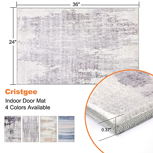 Door Mat, Front Indoor Door Mat Faux Wool Non-Slip Entryway Rug Absorbent Abstract Throw Rug For Indoor Entrance Hallway Laundry Room, High Traffic Areas, 24X36 Inches, Gray Washable #TOP1