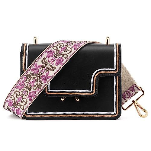 Image of Wide Shoulder Strap Adjustable Replacement Belt Guitar Style Crossbody Bag Handbag Strap Multicolor Canvas Straps(Wide:2in)(Color55)