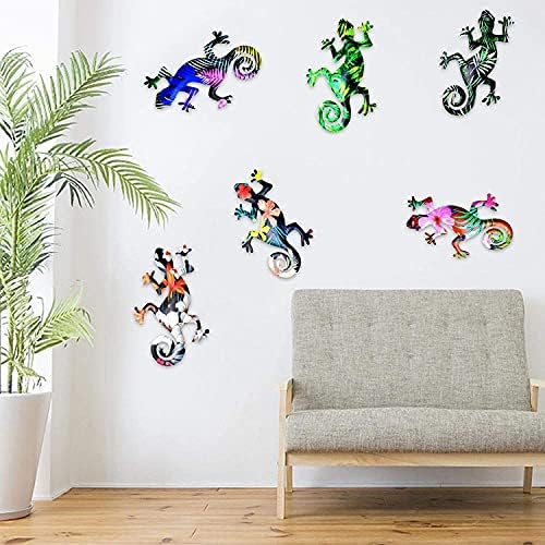 TYFG Metal Gecko Wall Decor,Garden Ornaments Wall Art Outdoor Garden Decorations Wall Fence Sculpture Set of 2 Hanging for Outdoor Backyard Porch Home Patio Lawn Fence Decorations Wall Sculptures