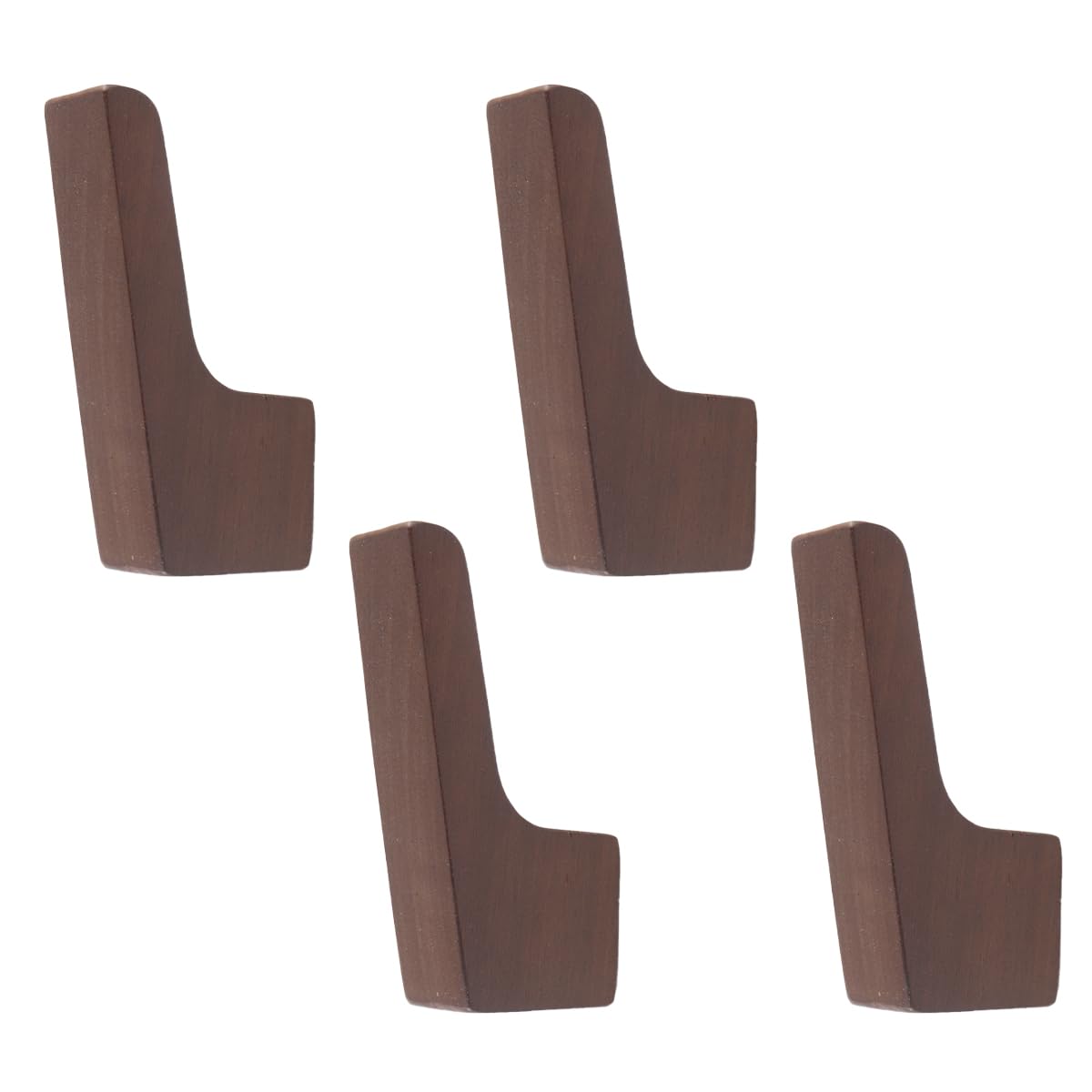 Hoite 4 PCS Wall Hooks Dark Walnut Coat Hooks for Hanging Hat, Purse, Backpack, Bag, Jacket