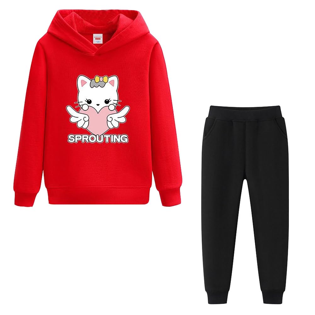 Tuta da jogging per ragazze, per il tempo libero, 2 pezzi, set di abbigliamento per bambini, tuta sportiva