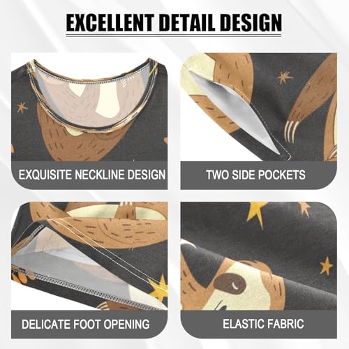 Moon Night Sloth Kids Pjs Set Boys Girls Summer Short-Sleeve Sleepwear Pajamas 2PCS4