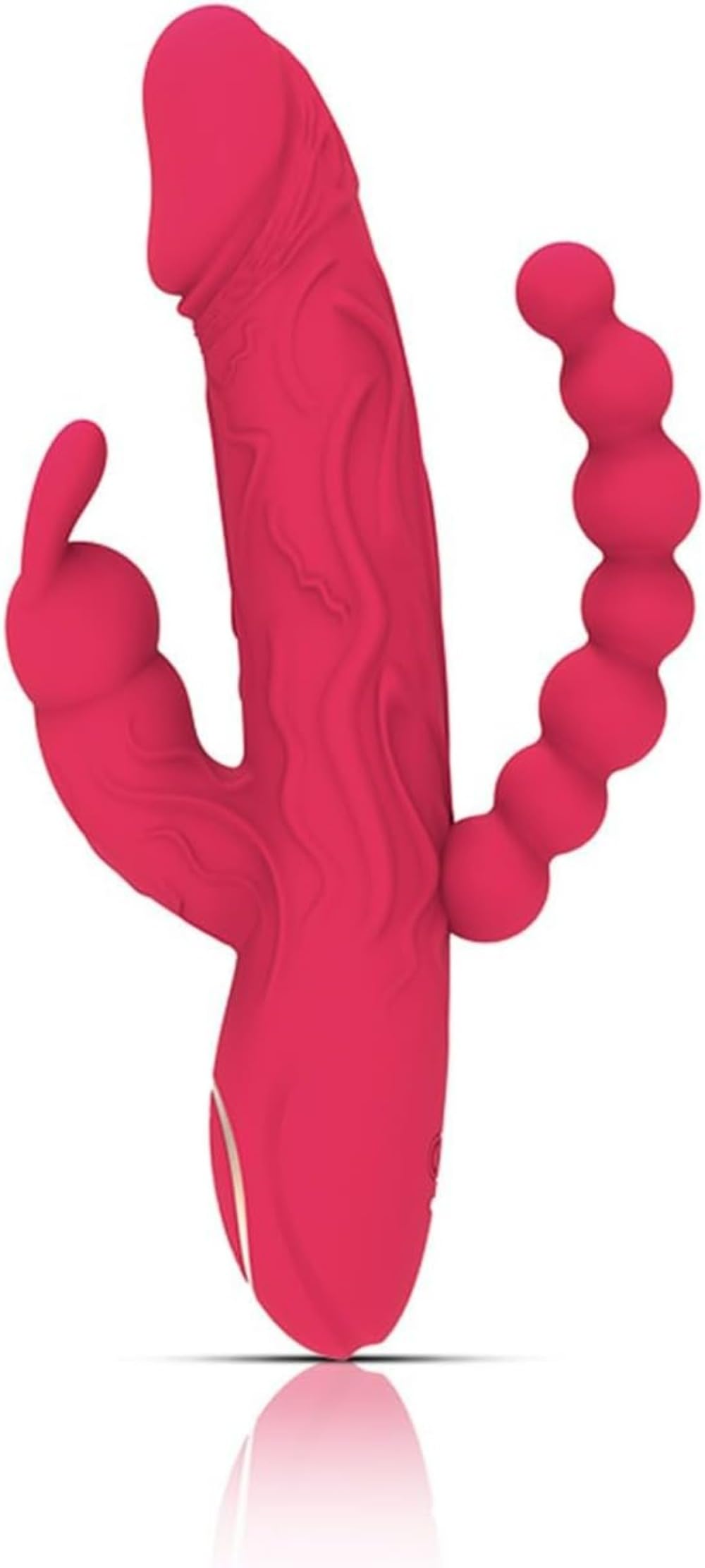 Con dildo, vibratore e giocattoli erotici: vibratore 3 in 1 per il punto G, 10 modalità di vibrazione, giocattolo erotico in silicone impermeabile (rosso)