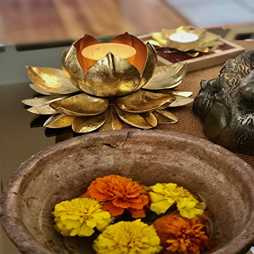 Easyera-Lotus-Golden-Tealight-Holder-Stylishly-Shaped-Lotus-Candle-Stand-Metal-Beautiful-Design-Home-Decoration-Festival-Occasions-Iron-Tealight-Holder-Size-12108-Inch-Set-of-3-Not-Include-Glass