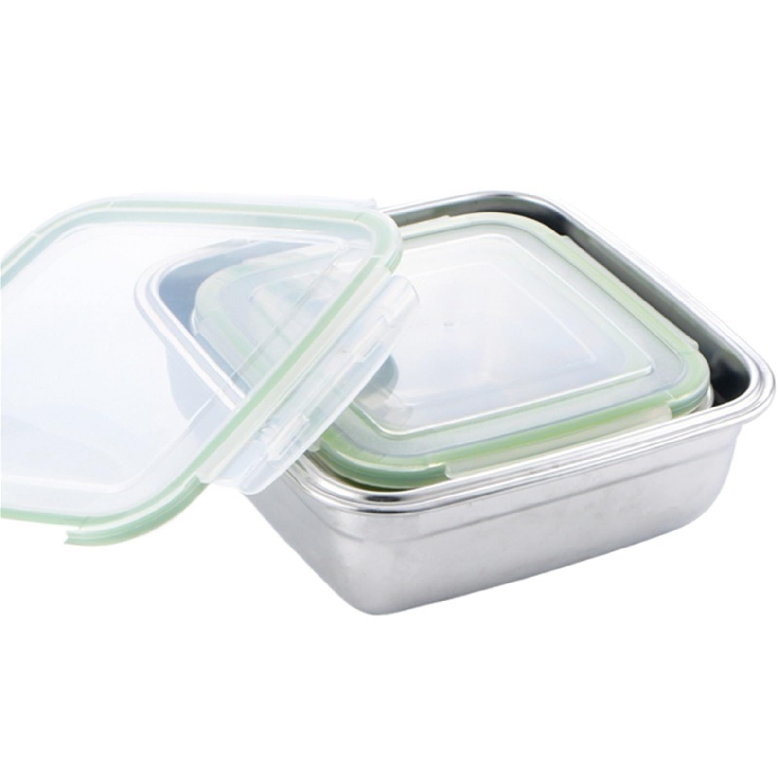 Contenitori per alimenti in acciaio inossidabile 3 pezzi contenitori for alimenti in acciaio inossidabile, scatola for la conservazione degli quadrata, for il pranzo da 400/750/1200 ml