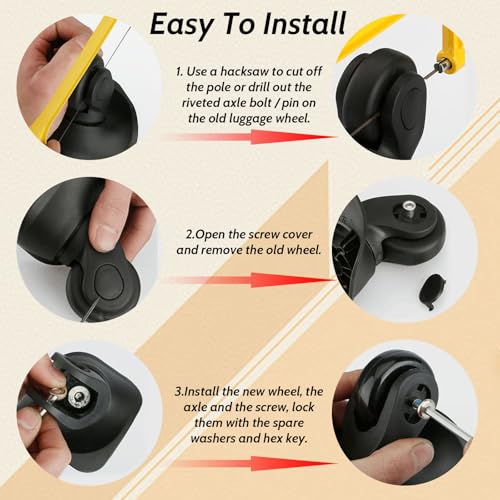Replacement Luggage Wheels 50x21mm Suitcase Wheels Repair Repair Set Wear-Resistant Trolley Casters for Trolley Bag, Inline Skate and Caster Board4