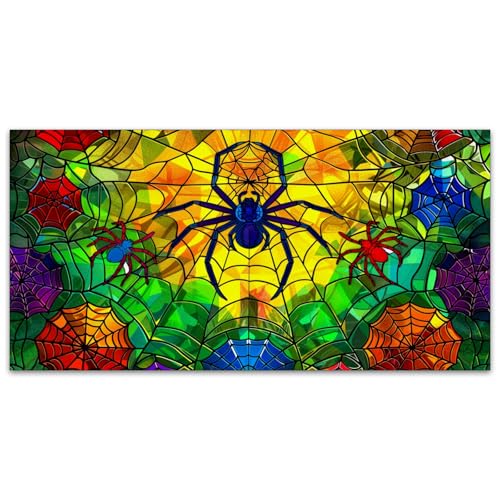 Image of 2ft x 4ft Fluorescent Light Cover Decorative Spider Yellow Green Ceiling Light Filters - Easy Setup for Classroom Office Hospitals Home Ceiling, Reduce Glare & Flicker