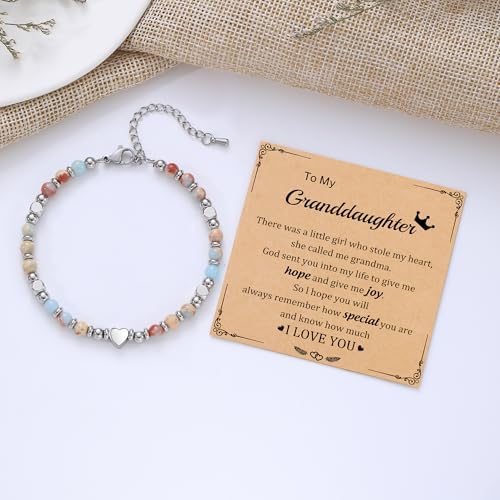 Daughter Gifts from Mom Bracelet, Granddaughter Gifts from Grandma Bonus Mom Gift Nature Stone Bead Bracelet Jewelry Birthday Gift Sister Easter Stocking Stuffers for Teens Women4