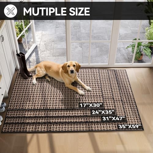 Image of Door Mat 24x72 Dirt Resistant and Absorbent, Non-Slip Rubber Backing Floor Mats, Easy Clean Low-Profile Doormat for Entryway, Front Door, Inside Entrance Black