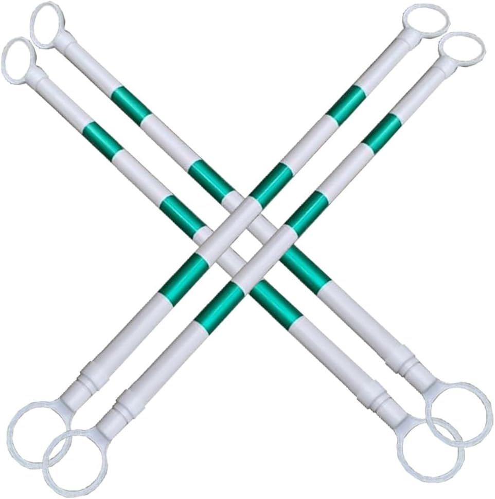 Telescopic Traffic Cone Barrier - 4 Pcs Expandable Safety Cones (5.2 to 9.8 ft) with Reflective Green & White Tape - Perfect for Traffic Control, Events, and Safety Management