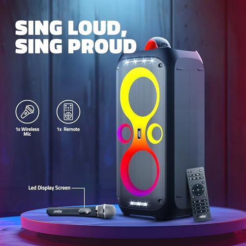 Image of Artis SoundPro 500 Portable Bluetooth Party Speaker with TWS /USB /TF Card /AUX Input /Guitar Input /Wireless Mic & Wireless Remote (Black) (100W RMS Output)
