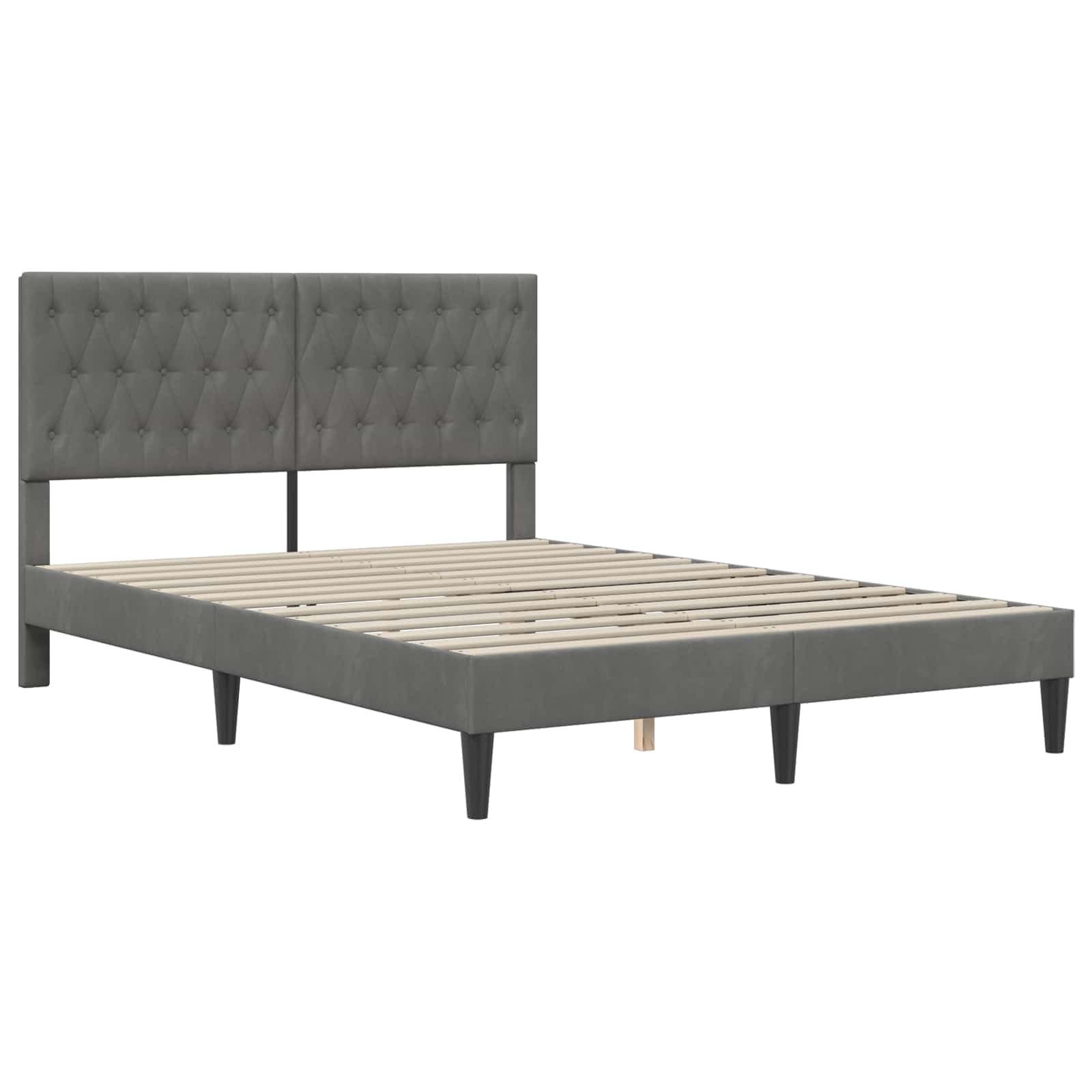 vidaXL Struttura del letto Grigio Scuro 120 x 190 cm Velluto, Camera Moderna, Letto in Velluto, Design Rettangolare, Setup Pratico, Biancheria Elegante, Stile Funzionale