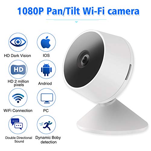 Telecamera IP WLAN, AUQUSH 1080P FHD Mini WiFi con...