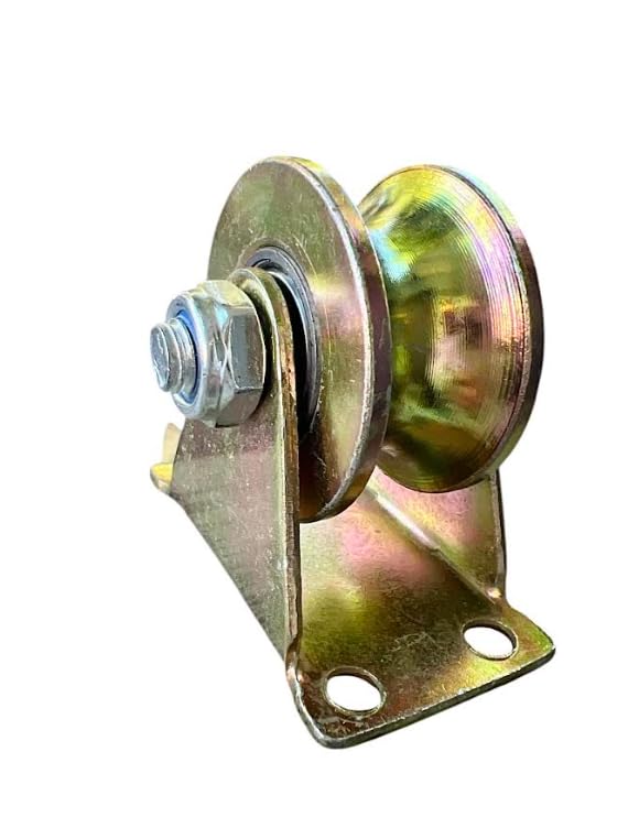 CBW KC Hardware Stainless Steel U-Groove Wheel Pulley, Sliding Gate Rollers with Brackets, Rolling Gate Wheels, Heavy Duty Rigid Rollers for Inverted Track- 2 Inch, Load Capacity 660 LB, Pack of 8