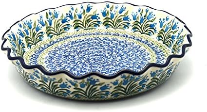 Polish Pottery Baker - Pie Dish - Fluted - Blue Bells
