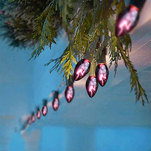 Romasaty 25 Pack C7 Black Halloween Replacement Bulbs C7 Clear Outdoor String Lights Replacement Bulbs, C7/E12 Candelabra Base, 5 Watt #TOP3