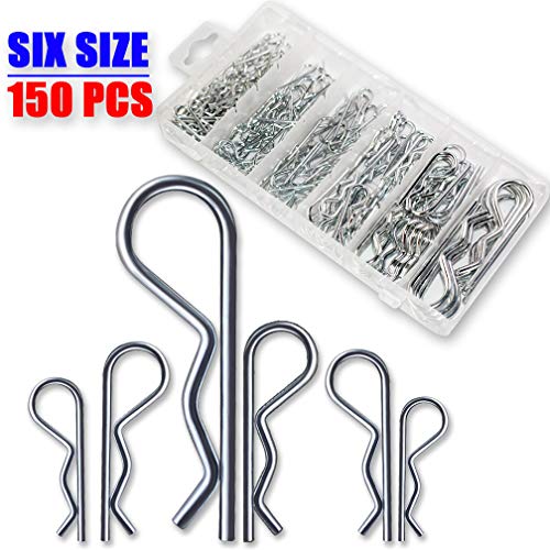 150Pcs Zinc Plated Power Auto Hair Pins Cotter Pin Hitch Pin Assortment Kit