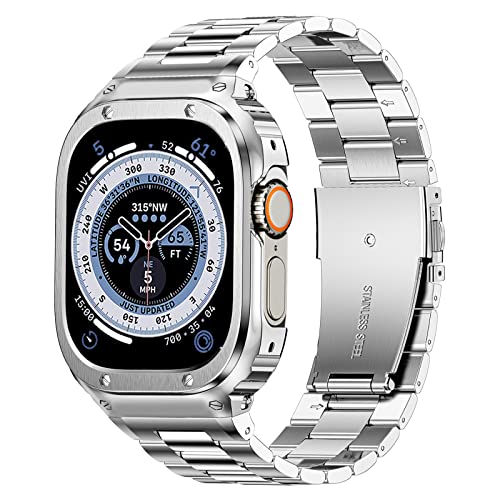 Image of MioHHR Stainless Steel Band and Case Compatible with Apple Watch Band 49mm