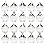 [starPG] ガラスドーム キャップ付 ピアス チャーム レジン アクセ ホビー用 アクセサリー パーツ 20個セット (厚口H 16mm シルバー)