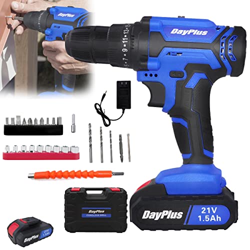 Bürstenlose Akkuschrauber (21V, 45Nm, inkl. 2 x 1.5Ah Akkus + Ladegerät, 26tlg.-Zubehör-Set in Tasche), 25+1 Drehmoment…