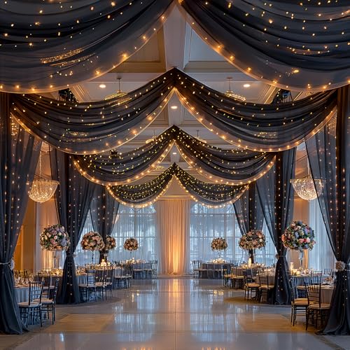 Cortinas de techo negras con luces 6 paneles 5x10 ft miniatura 1