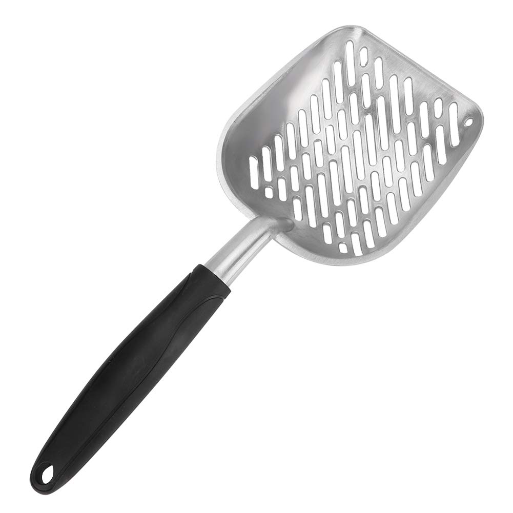 Cat Litter Shovel, Aluminum Alloy Pet Scoop Sifter Poop S Scoops Hollow Dog Puppy Waste Holder Holder Reptile Terrarium B Cleaning Tool (Black)