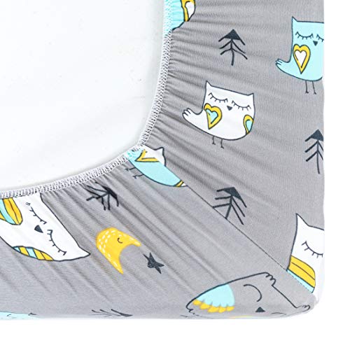 Image of Stretchy Changing Pad Covers BROLEX Changing Table Cover for Baby Boys Girls,2 Pack Jersey Knit,Owl & Bear