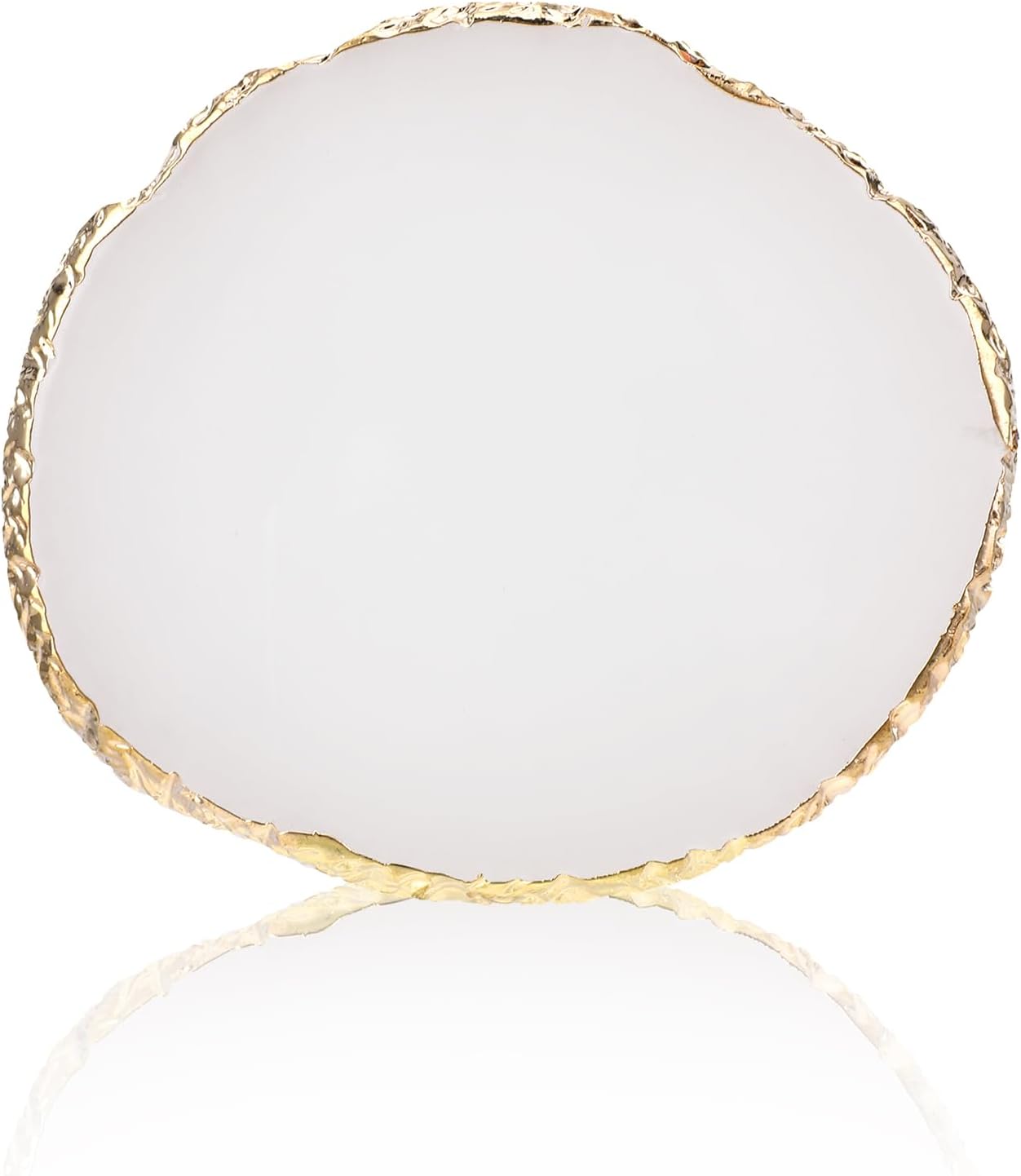 Ouligay Resin Art Palette Makeup Mixing Palette Gold Edge Nail Art Tool Gel Design Nail Art Makeup Mixing Tray DIY (White)
