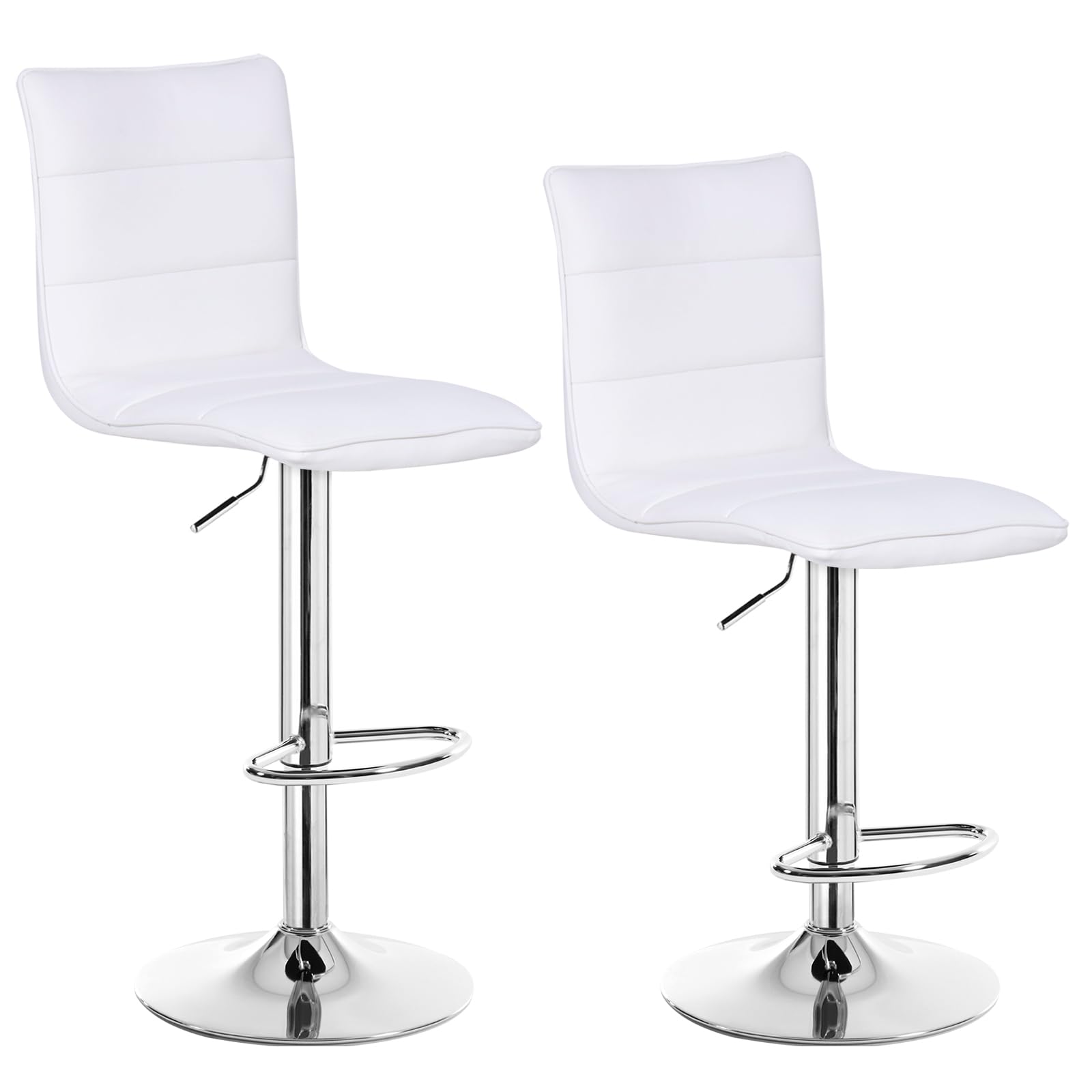 WOLTU Barhocker 2er Set, Hocker Höhenverstellbar mit Armlehnen und Fußstütze, Barstühle für Küchen, Bar, Esszimmer, gut gepolsterte Sitzfläche, aus Kunstleder Verchromter Stahl, weiß
