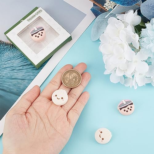 Image of GORGECRAFT 4Pcs Boba Thumb Grips Food Pork Bun Face Bubble Milk Tea Button Joystick Analog Stick Protective Cover Compatible with Switch OLED Lite Console for Gamepad Controller