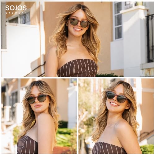 SOJOS Retro Polarized Sunglasses for Women Men,Vintage Round Sun Glasses 90s Shades UV400 Protection SJ26232