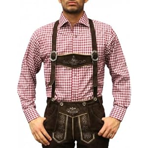 Traditioneel Beiers Overhemd Voor Lederhosen/Oktoberfest, Kleur:Paars/Geruit