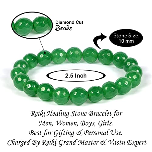 Image of Reiki Crystal Products Certified Natural Crystal Stone Diamond Cut /Faceted 10 mm Beads Bracelet for Men & Women | Reiki Charged Gemstone Jewellery | Multiple Stone Variants Available