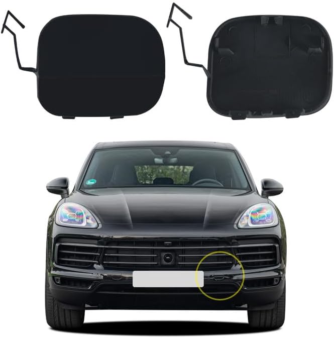 Car Front Bumper Tow Hook Cover Compatible with Porsche Cayenne 2019 2020 2021 2022 2023 9YA 9Y0 Fit Base GTS S Turbo Sport 2.9L 3.0L Trailer Cover Cap 9Y0807155G2X Small Lid Towing Eye Cap