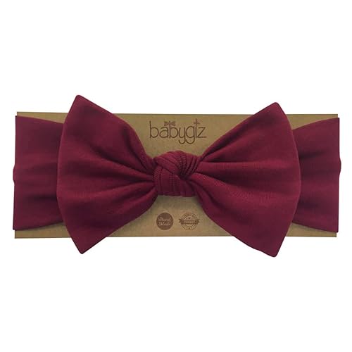 Miniatura 2 de BABYGIZ Diademas para bebé niña, de algodón, hechas a mano, con lazos, accesorios para el cabello infantil (granate, 1)