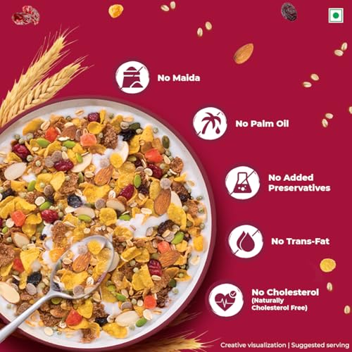 Image of Kellogg's Muesli Fruit Nut & Seeds | 12 In 1 Power Breakfast | No Maida No Palm Oil | India's No 1 Muesli | 240g (Pack of 3)