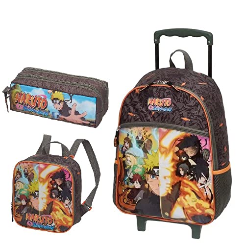 Pacific Mochila+Lancheira+Estojo Duplo Narut Shippuden Rodinhas+Lancheira+Estojo