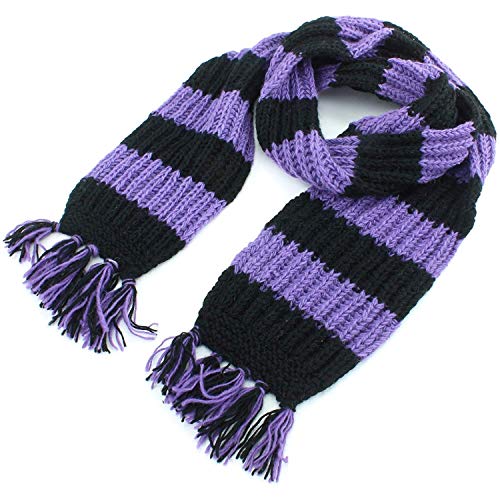 Écharpe Rayée Tricot Laine Épaise LOUDelephant Violet Noir Accessoire