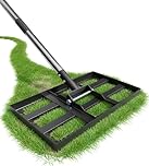 Lawn Levelling Rake, 43x25cm Grass Leveling Rake, Heavy Duty & Effort Saving Lawn Lute, 180cm Stainless Steel Handle Soil Leveling Tool for Yard Garden Golf Field, Ease Level Soil, Sand, Grass