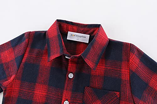 Image of Mud Kingdom Boys Plaid Flannel Shirt Long Sleeve Button Down Casual