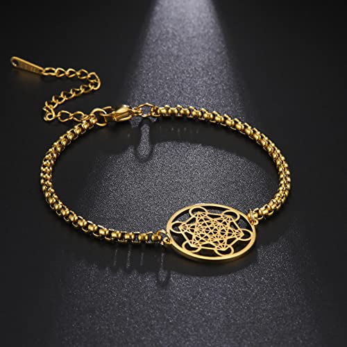 Metatron's Cube Bracelet for Men Women Archangels King Solomon Seal Coin Link Bracelet Geometry Hollow Out Chains for Men Amulet Jewelry3